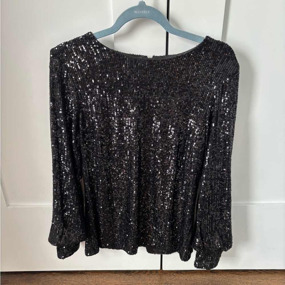 Teri Jon Black Sequin dress top